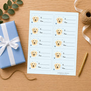 Golden Retriever Pawprint Wishes Gift Tag Sticker Sheet