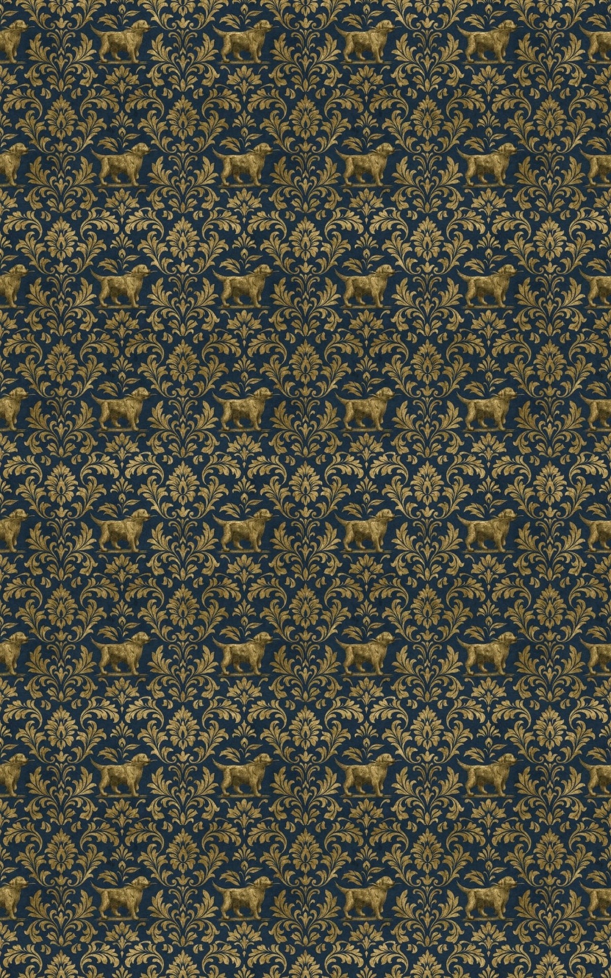 Golden Retriever Gilded Damask Wrapping Paper