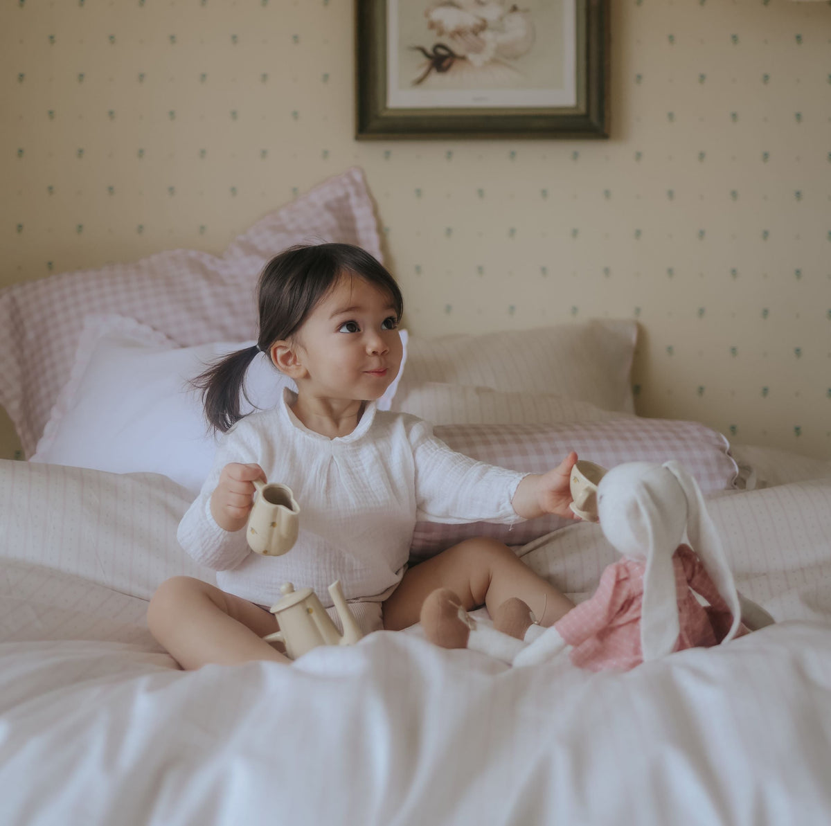 Embroidered Hearts Toddler Pillow - Pink