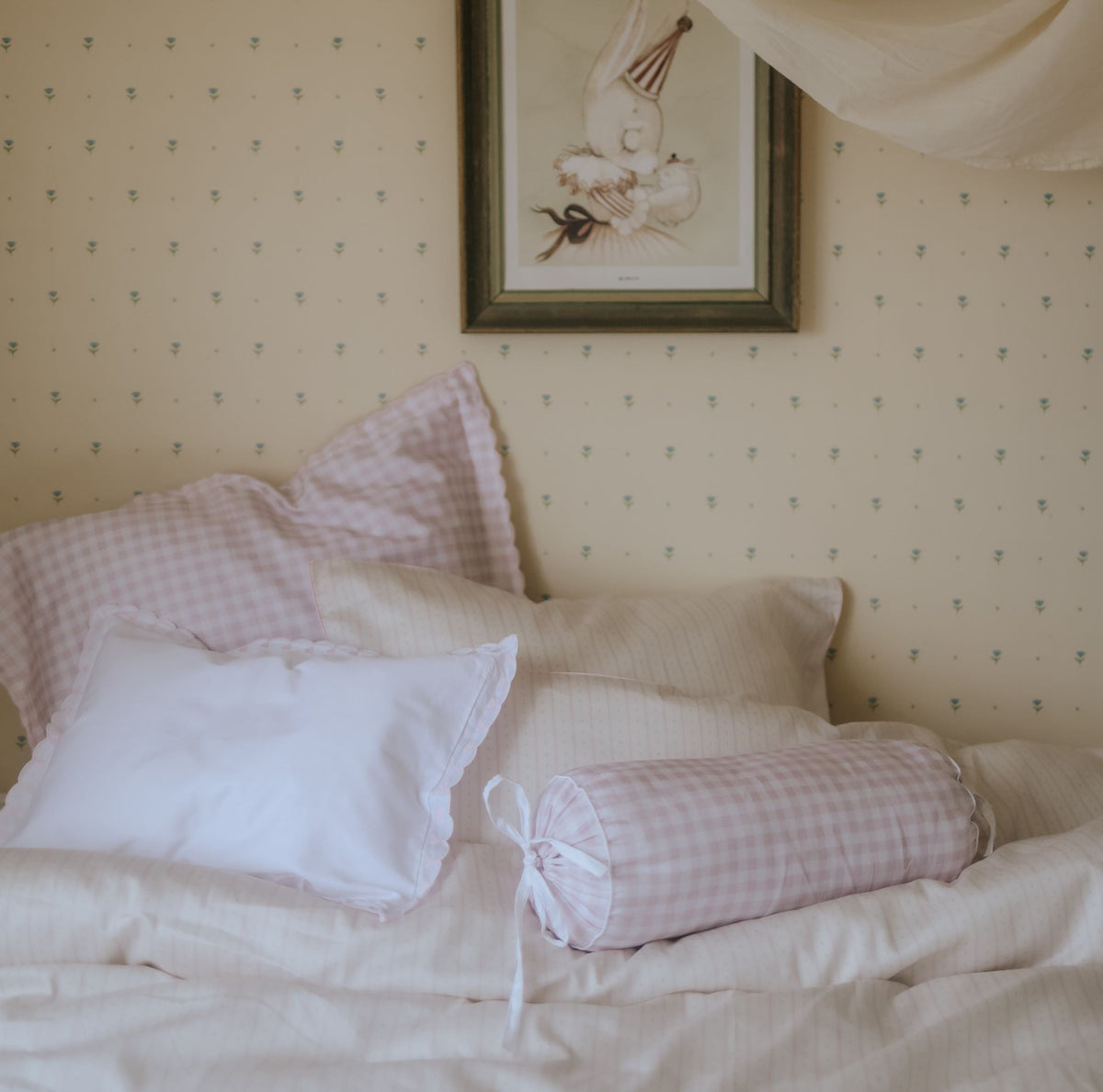 Embroidered Hearts Toddler Pillow - Pink