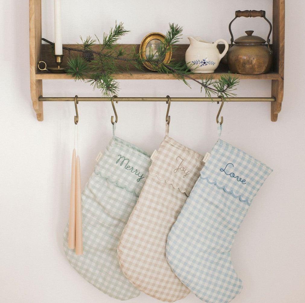 Holiday Keepsake Stocking - Green Gingham