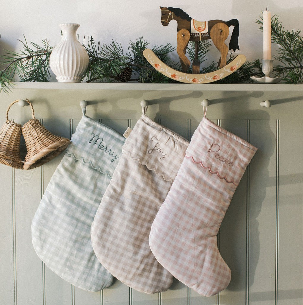 Holiday Keepsake Stocking - Green Gingham