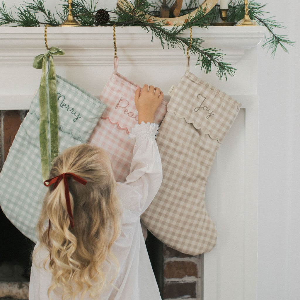 Holiday Keepsake Stocking - Green Gingham