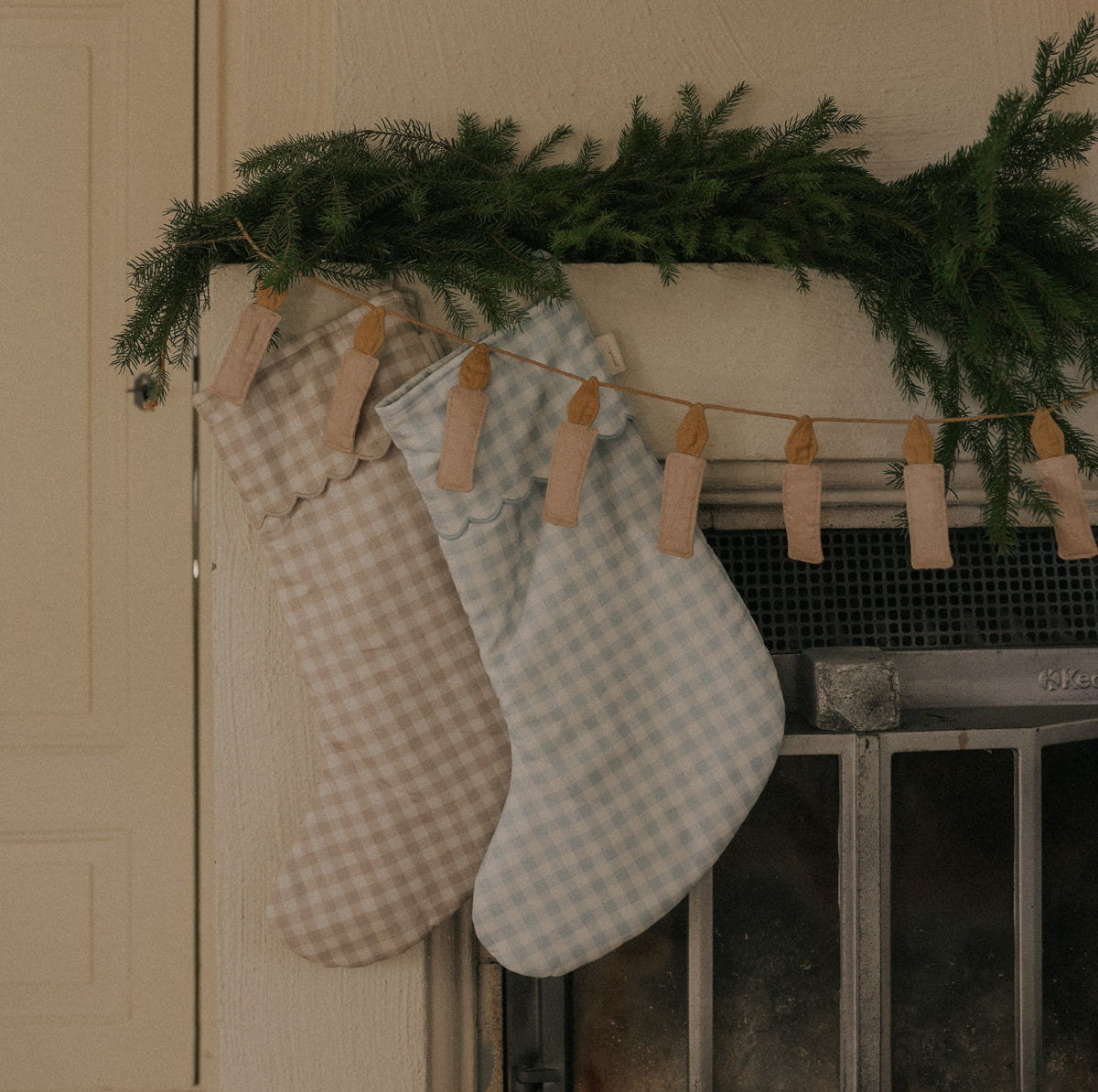 Holiday Keepsake Stocking - Green Gingham