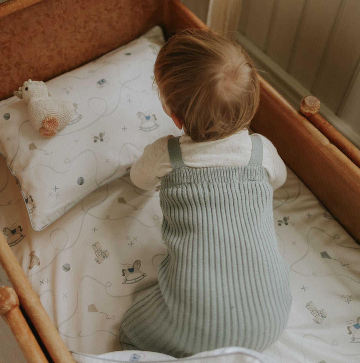 Little Toy Chest Toddler Pillow - Blue