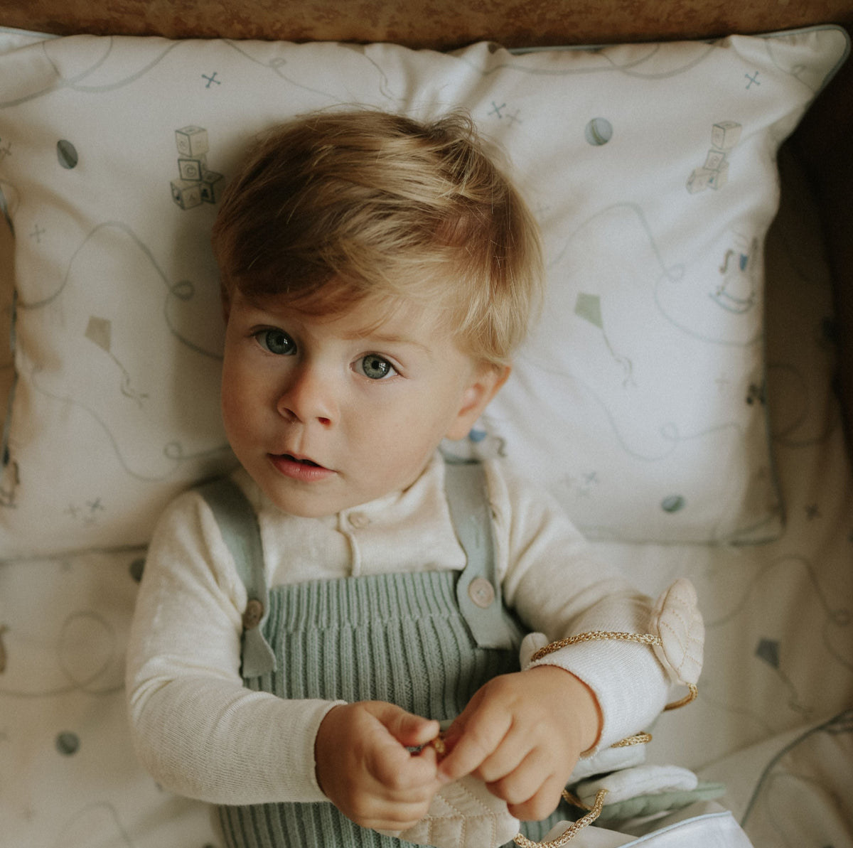 Little Toy Chest Toddler Pillow - Blue