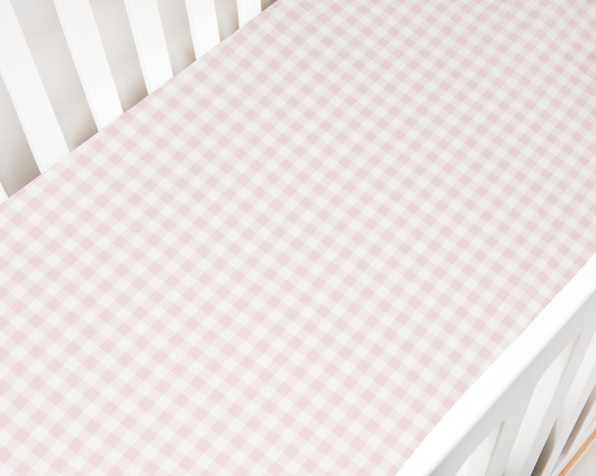 Picnic Gingham Crib Sheet - Pink