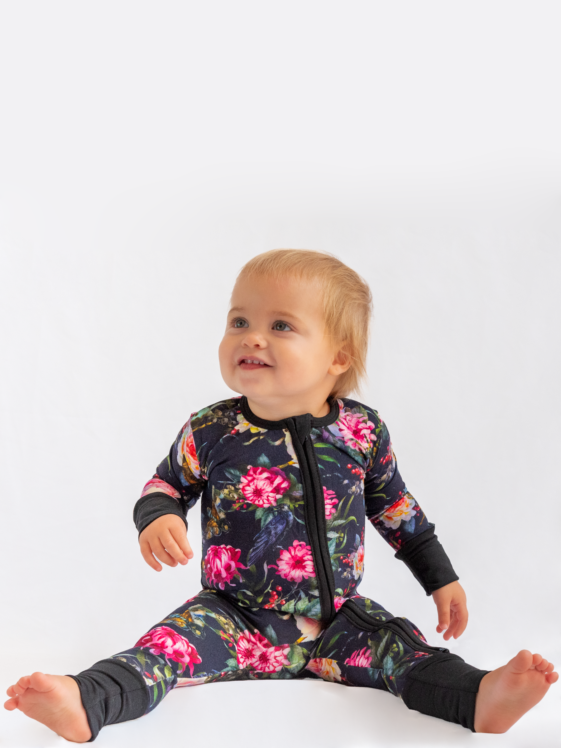 Gothic Floral Zip Romper