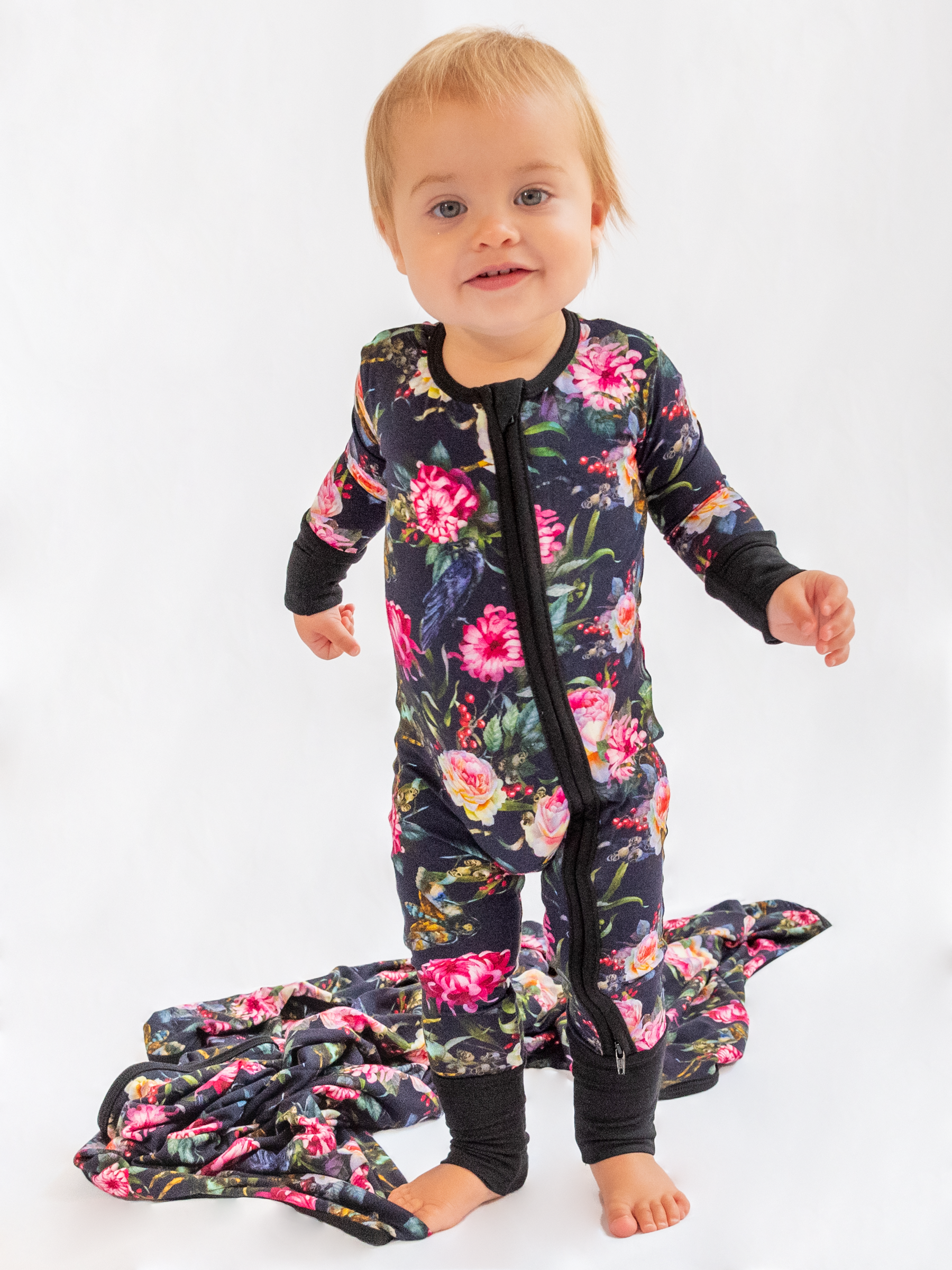 Gothic Floral Zip Romper