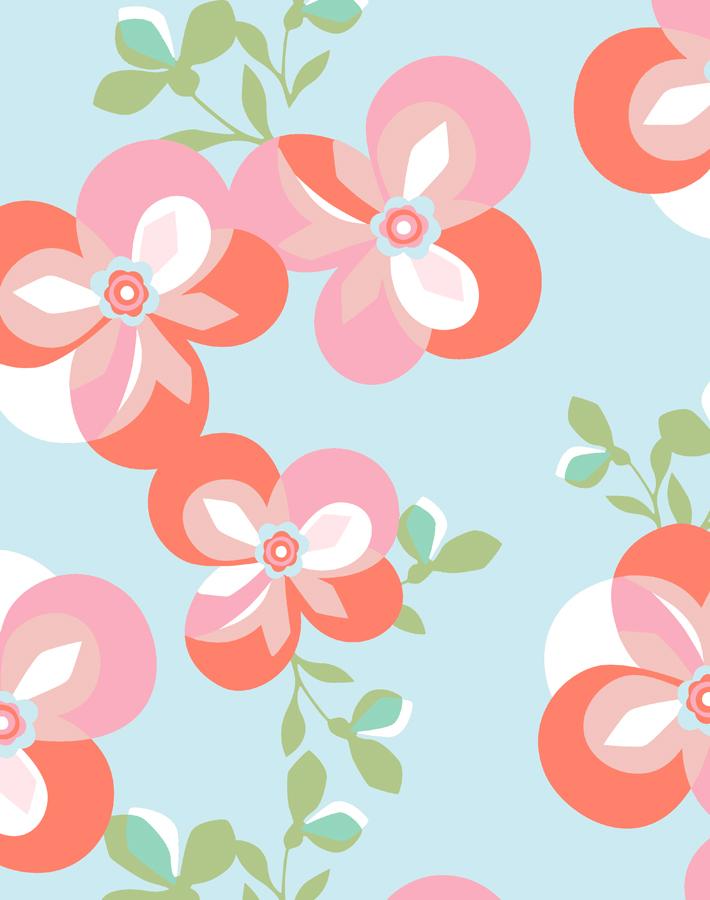 'graphic Flower' Wallpaper By Tea Collection - Coral