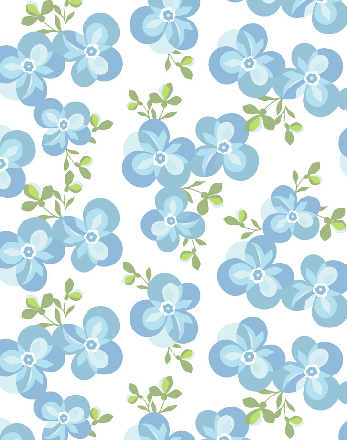 'graphic Flower' Wallpaper By Tea Collection - Cornflower