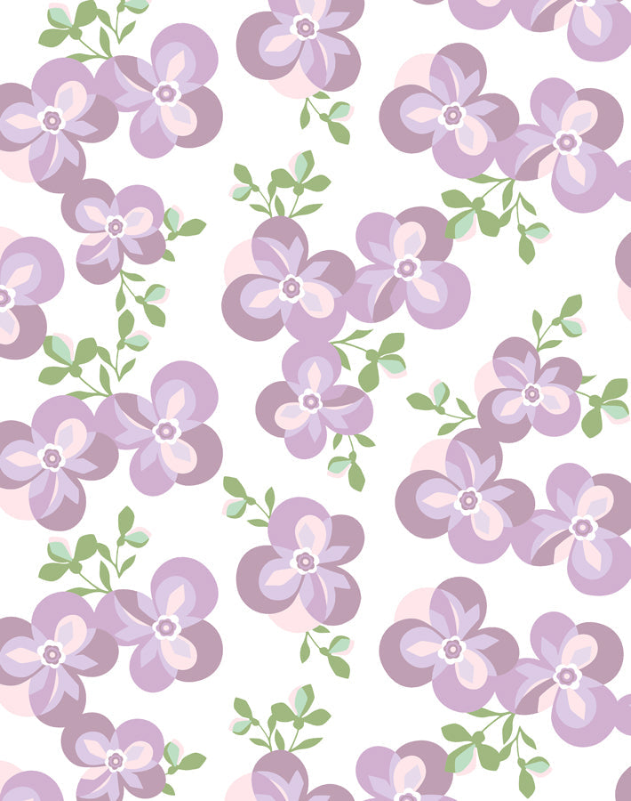 'graphic Flower' Wallpaper By Tea Collection - Lavender
