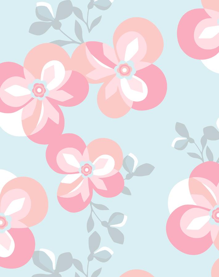 'graphic Flower' Wallpaper By Tea Collection - Pale Blue