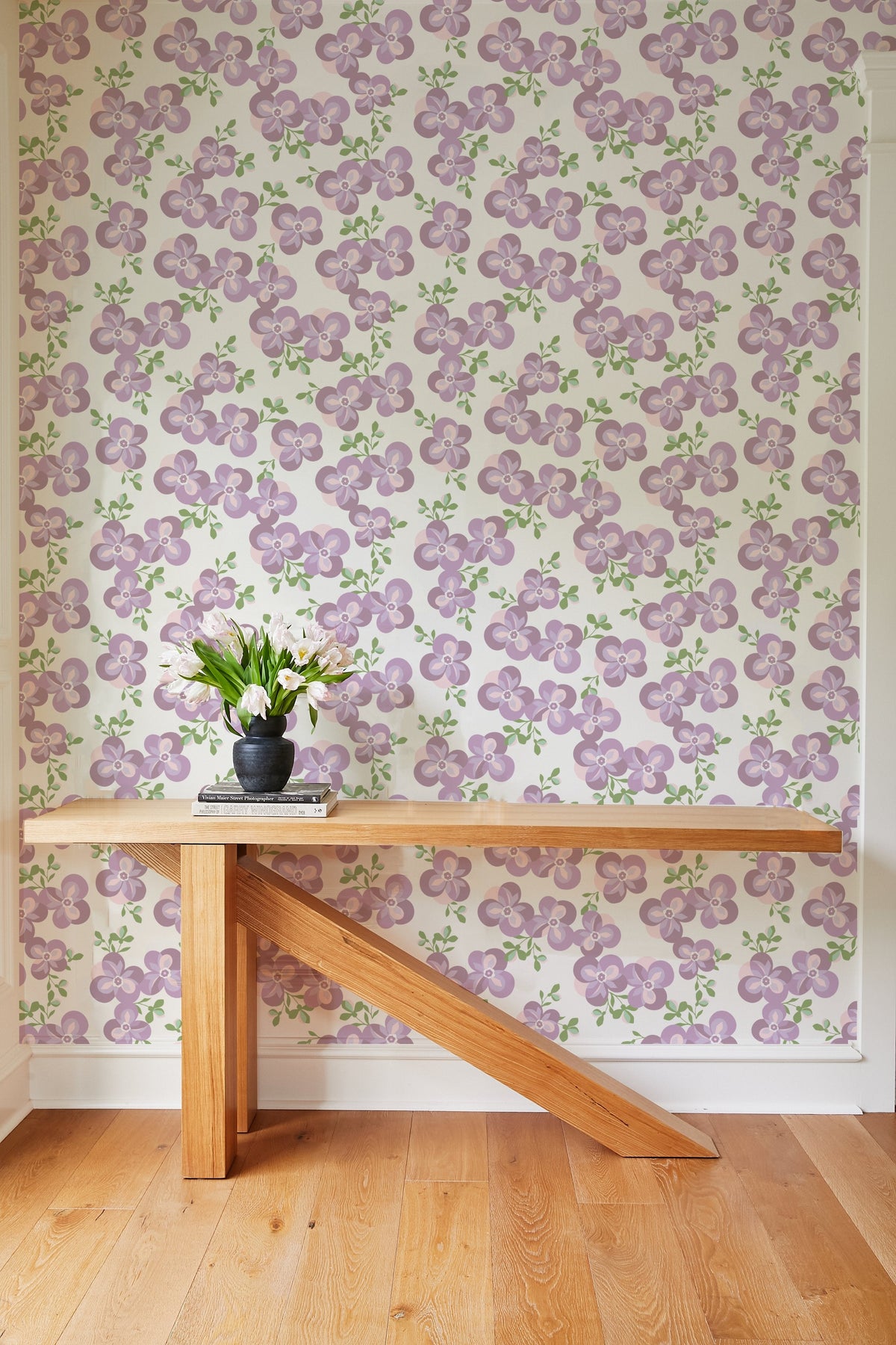 'graphic Flower' Wallpaper By Tea Collection - Lavender