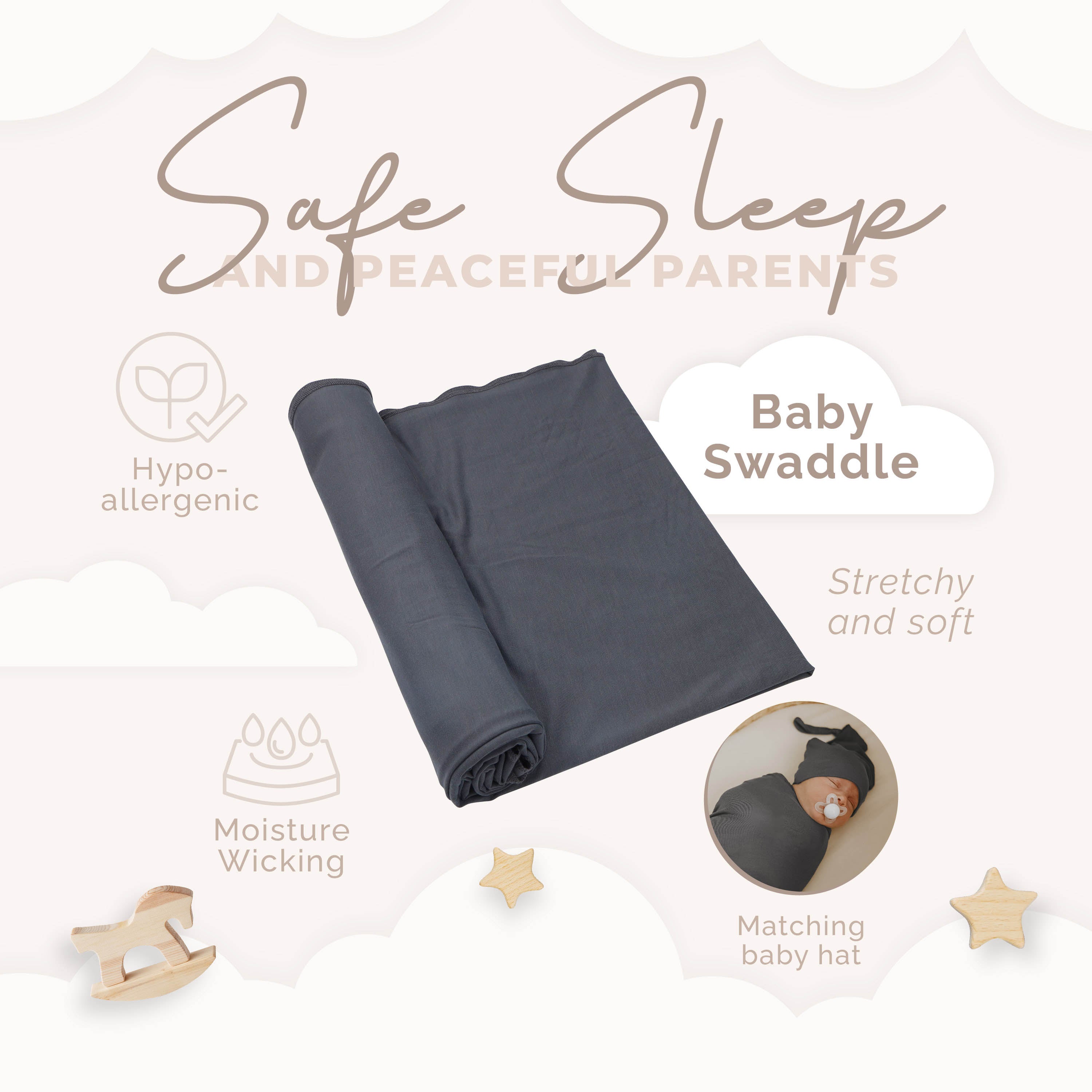 Baby Swaddle Blanket + Hat