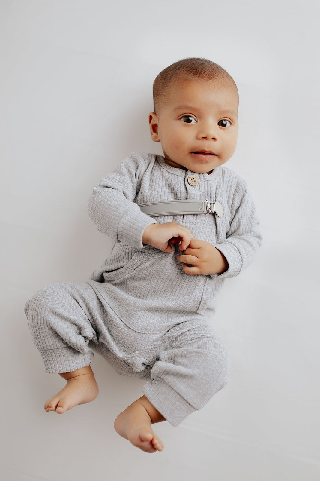 Classic Gray All Silicone One Piece Pacifier Clip