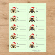 Great Dane Santa Paws Gift Tag Sticker Sheet