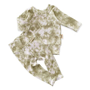 Green Tie Dye Ribbed Lounge Set