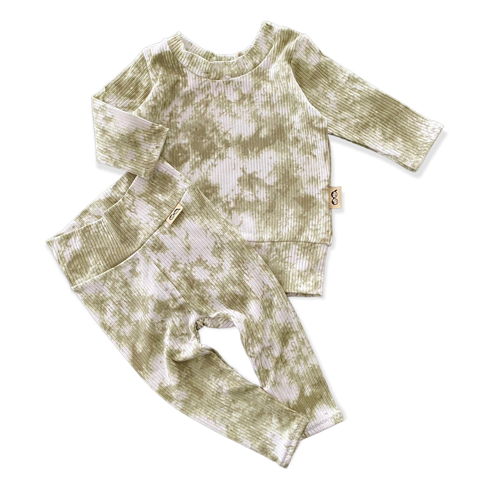 Green Tie Dye Ribbed Lounge Set