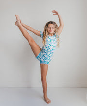 Green Blue Check Shortie Leotard