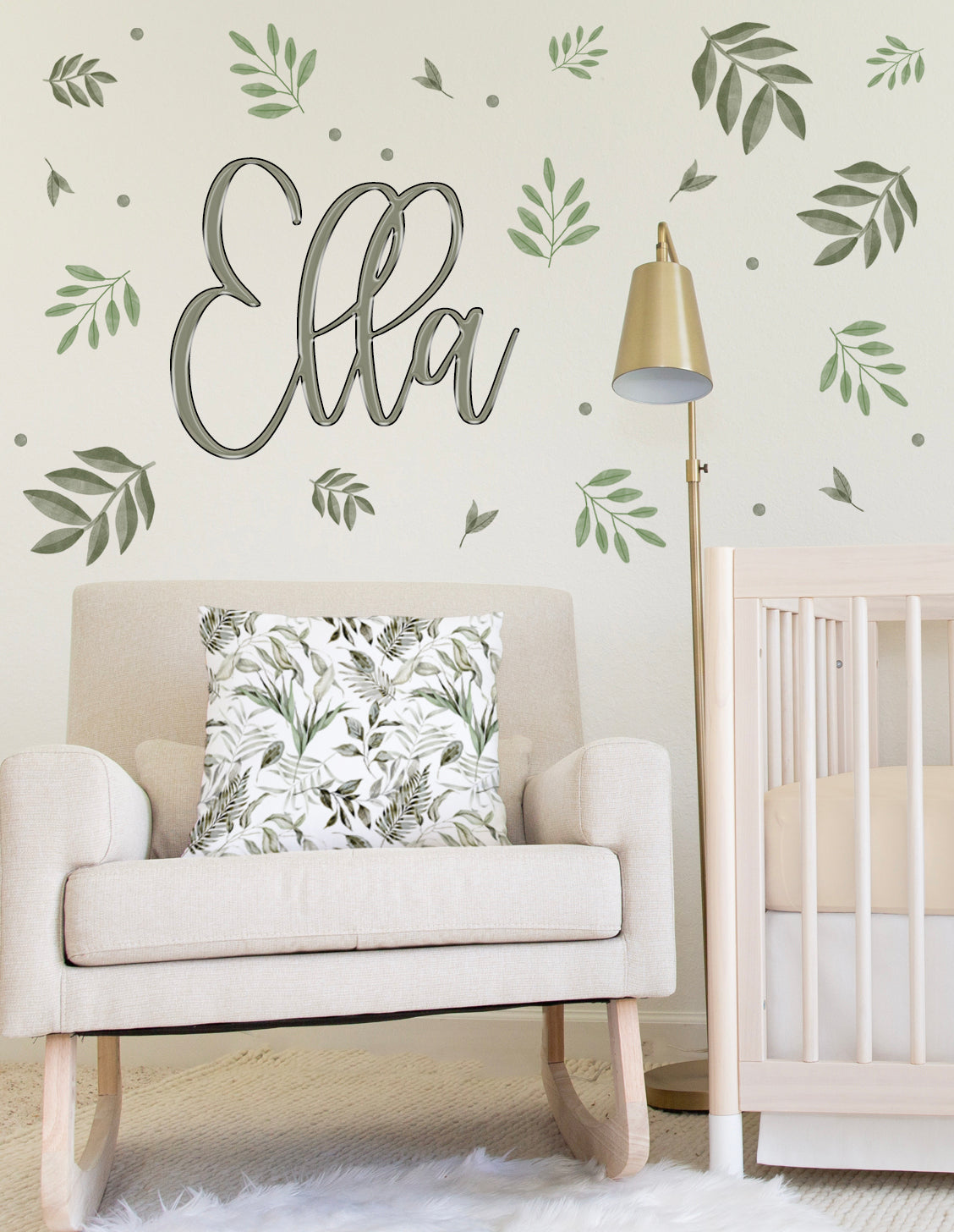 Light Green Leaves Wall Decals - Fabric Nursery Wall Art Decals
