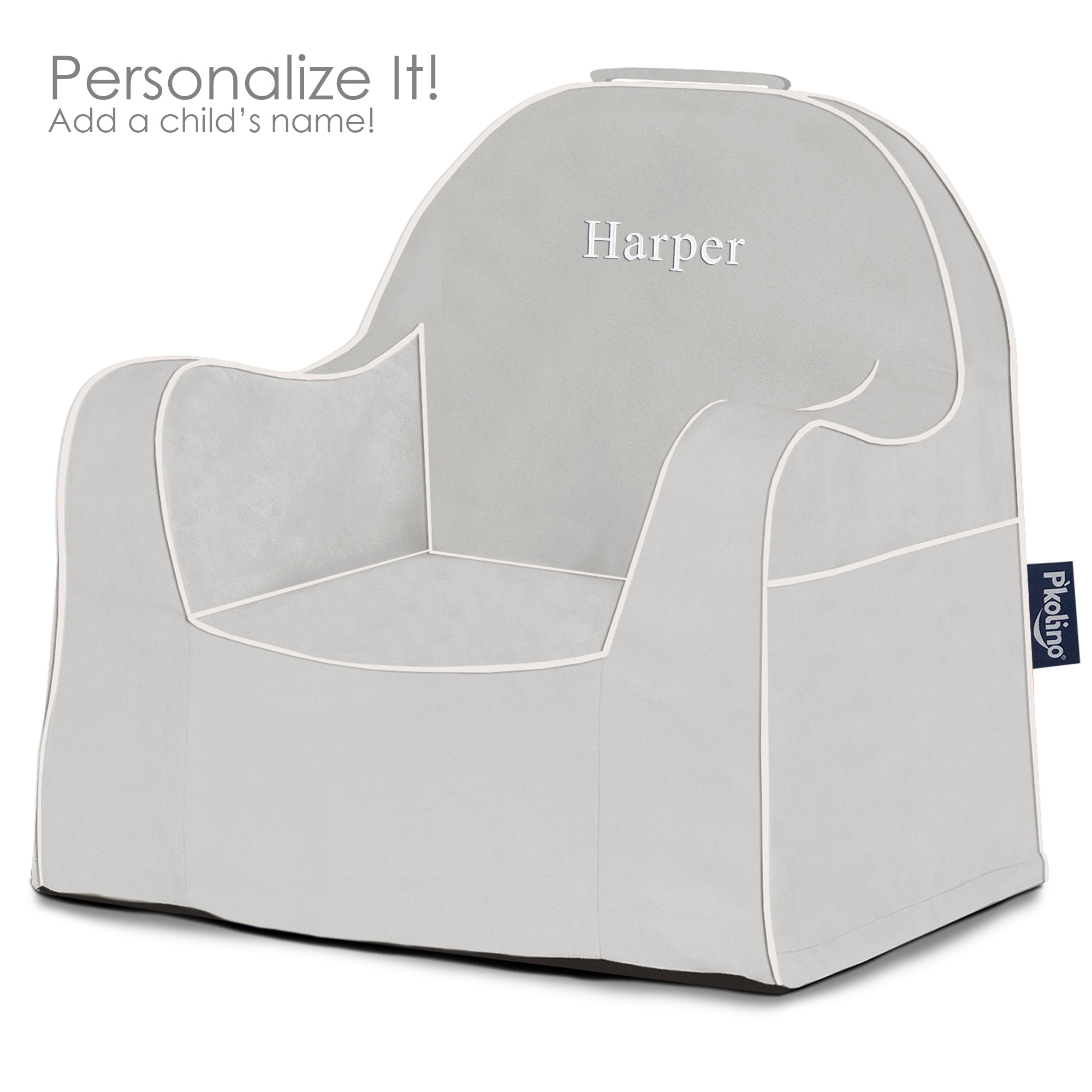Little Reader Chair - Grey With White Piping