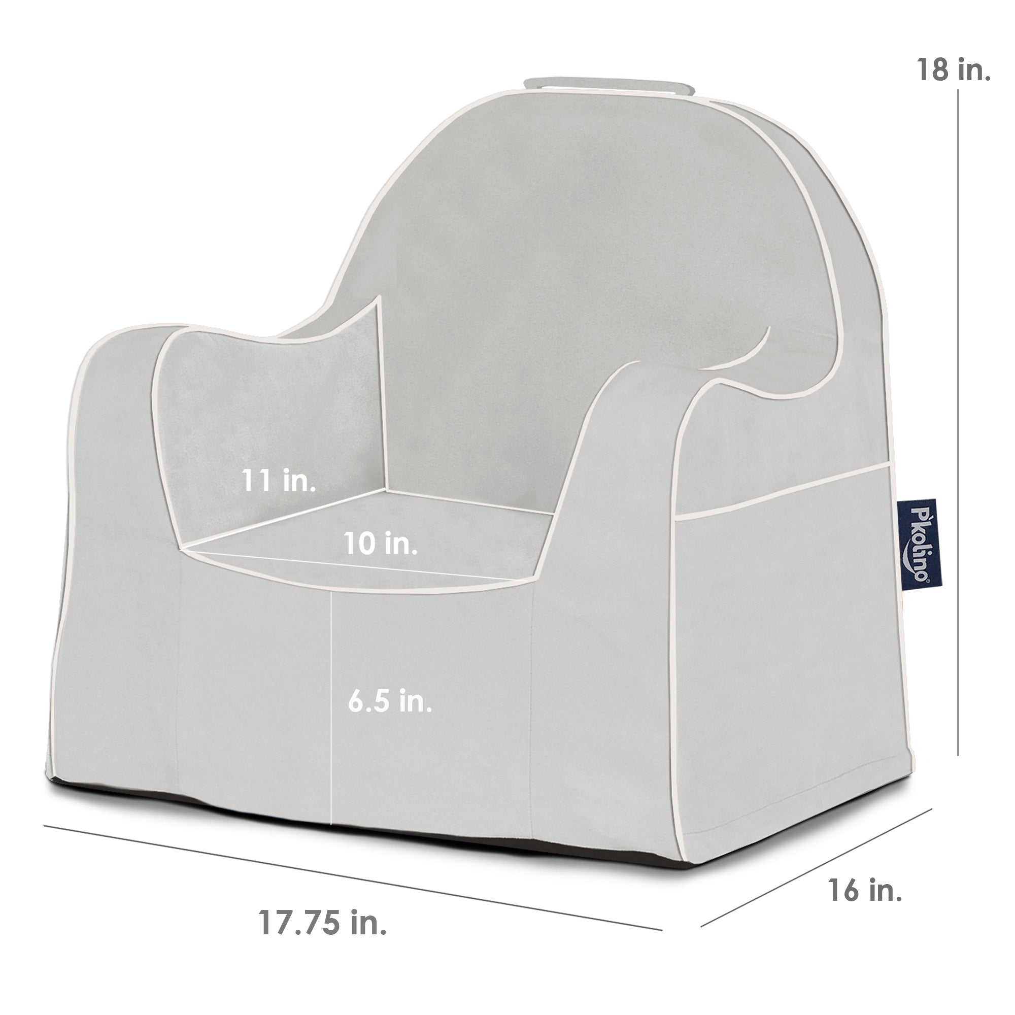 Little Reader Chair - Grey With White Piping