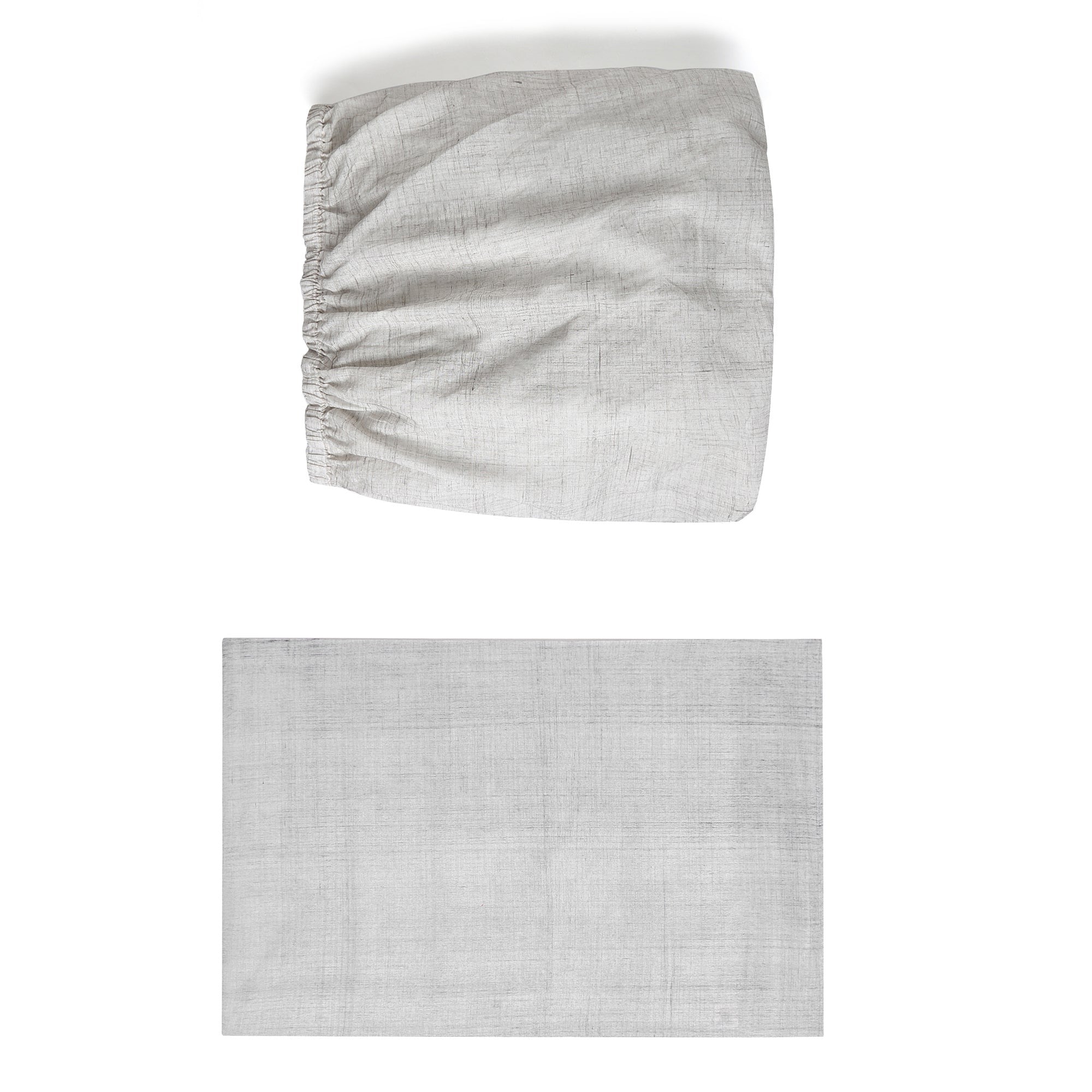 ERAWAN GREY BRUSHSTROKE FITTED TWIN SHEET + PILLOWCASE SET