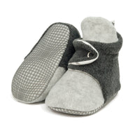 Anti-slip Sole, Fleece Baby Booties, Newborn Home Booties, Sweat Proof Organic Cotton Lining, Gray Anthracite