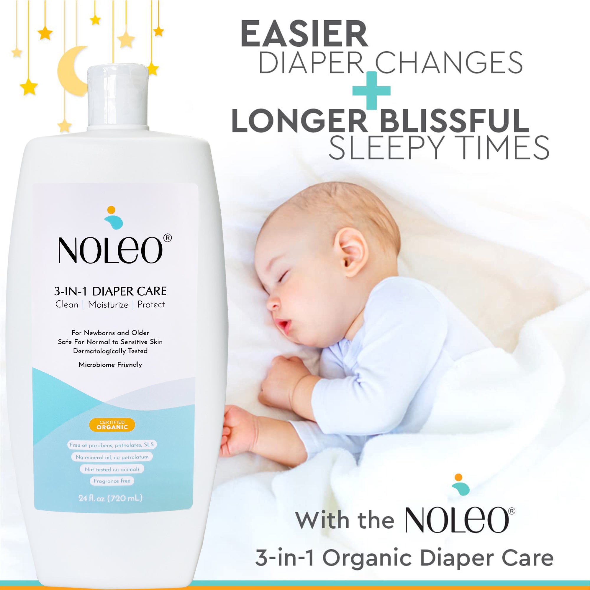 Noleo 3-in-1 - Diaper Rash Cream - Ewg Verified -  24oz