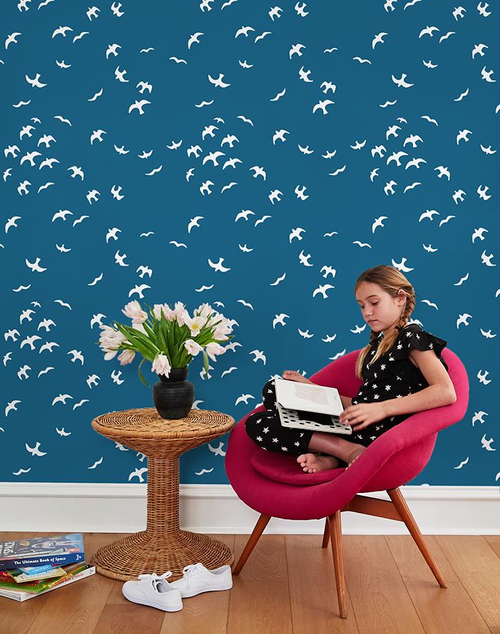 'gulls' Wallpaper By Tea Collection - Cadet Blue