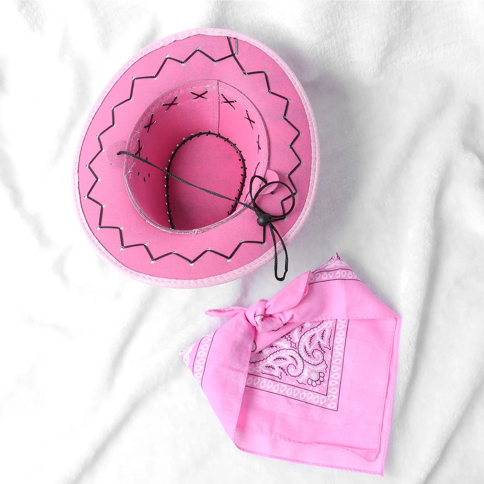 2 Pcs Set Head Scarf And Cowboy Hat For Children Multivariant