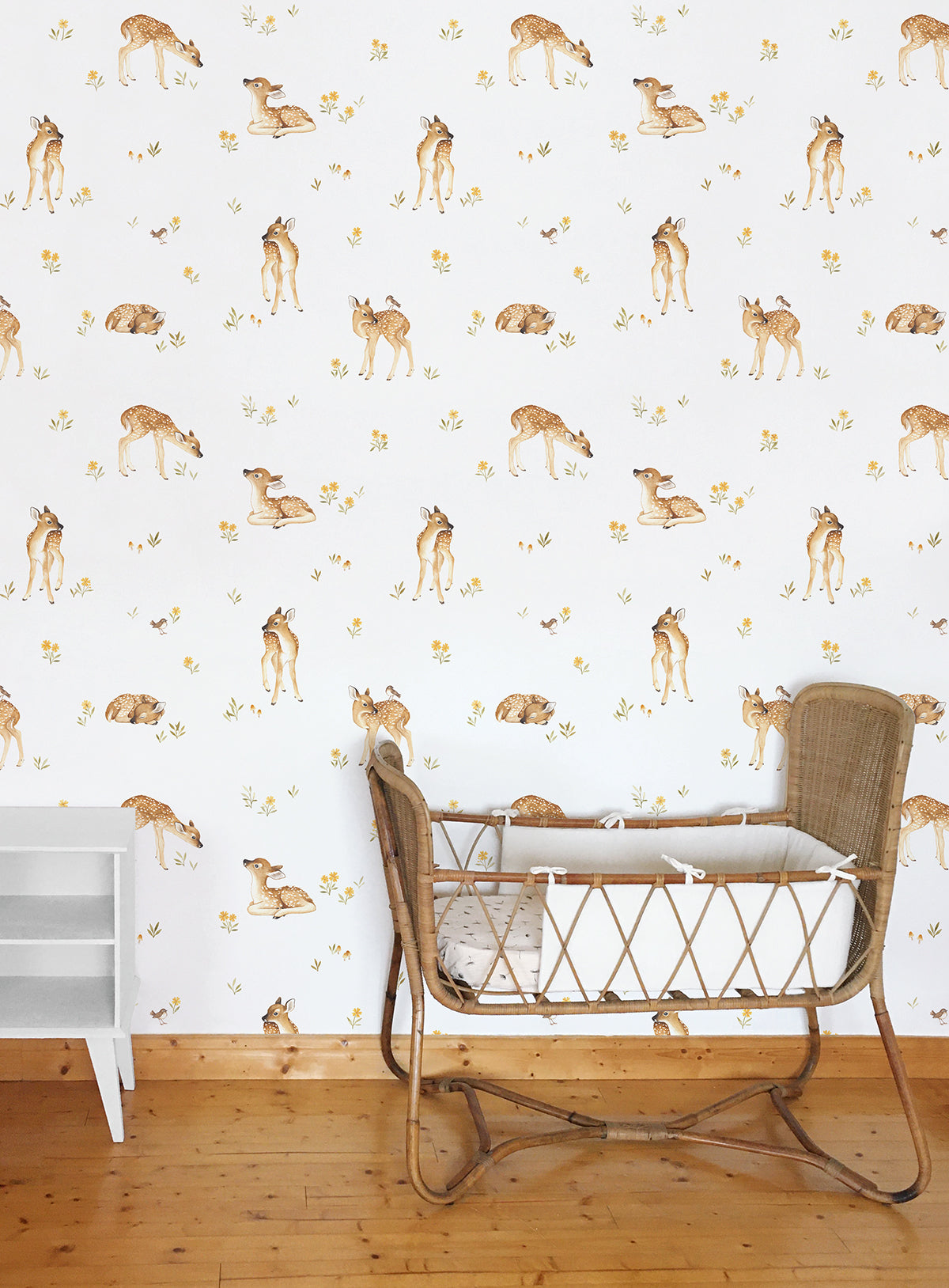 Oh Deer - Children's Wallpaper - Vintage Fawn Motif