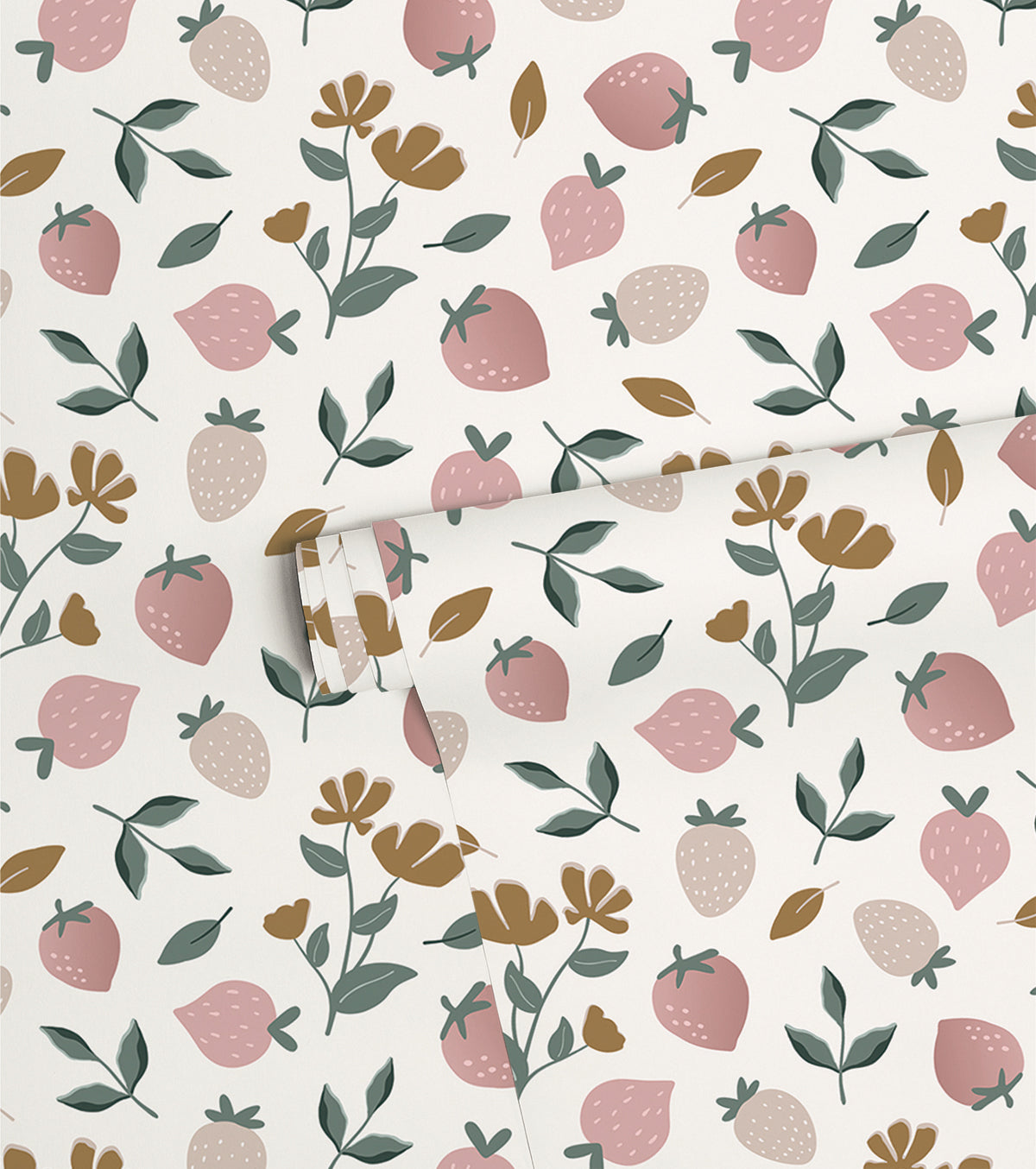 Louise - Children's Wallpaper - Strawberry Motif