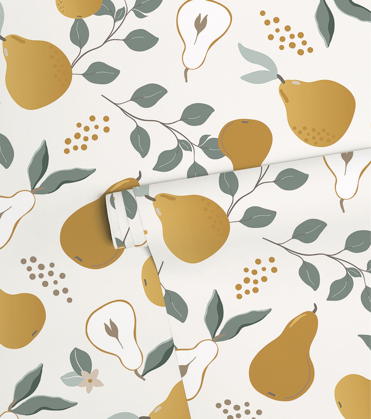 Louise - Children's Wallpaper - Pear Motif