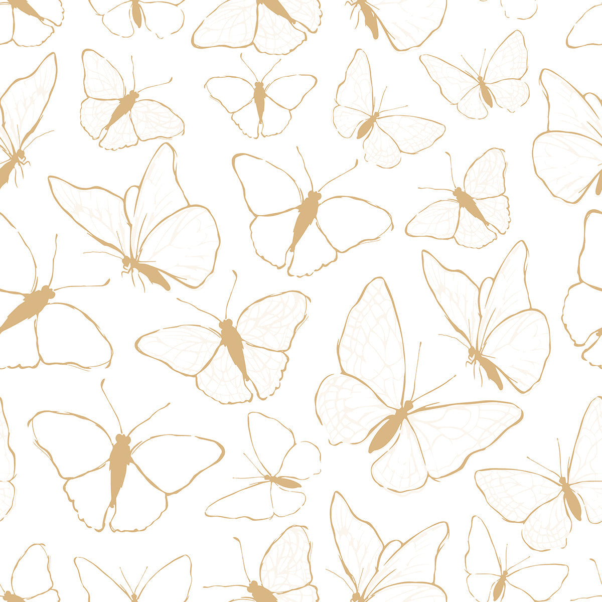 Picnic Day - Wallpaper Sample, Butterflies (mustard)