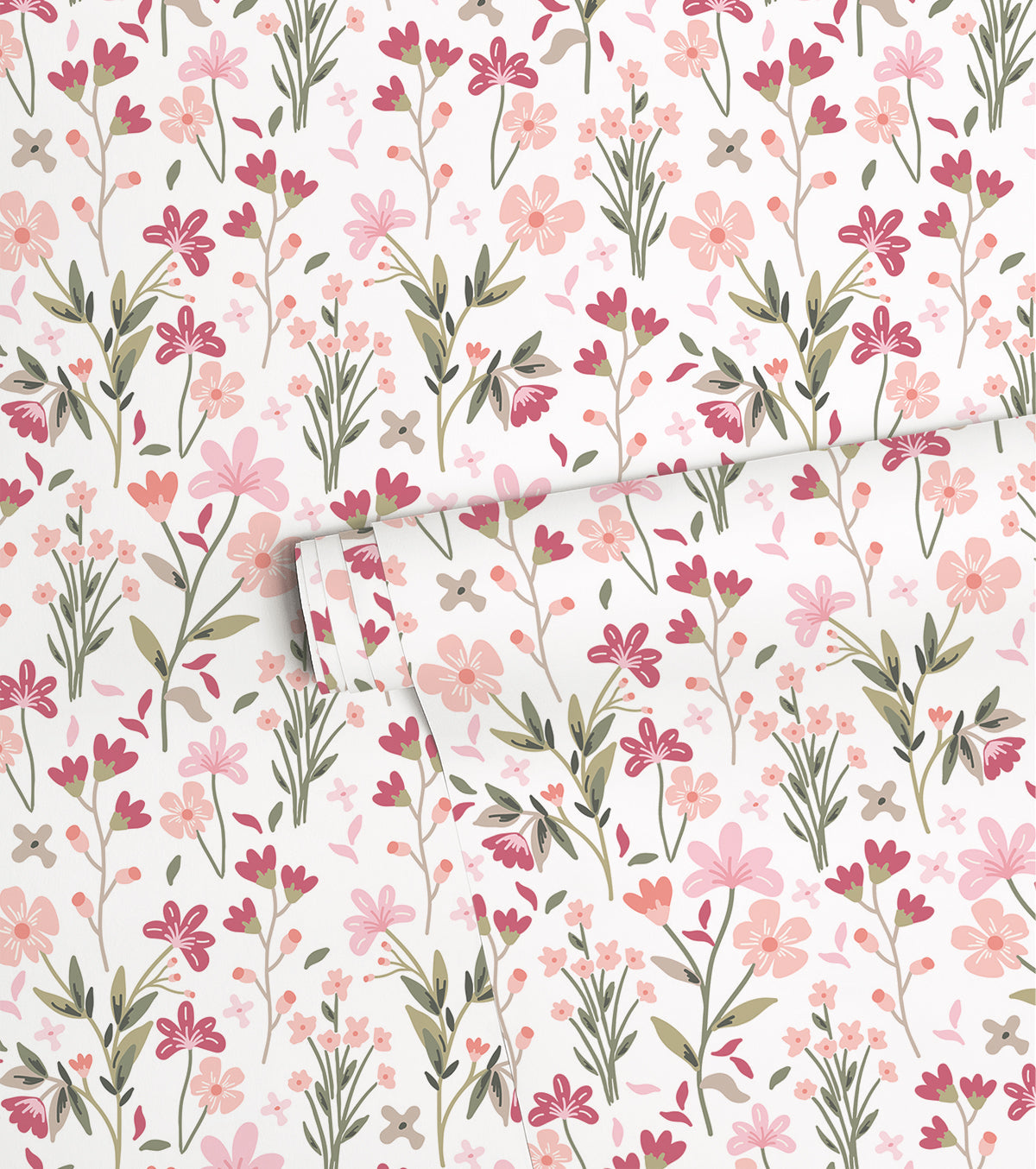 Magenta - Children's Wallpaper - Summer Garden Motif