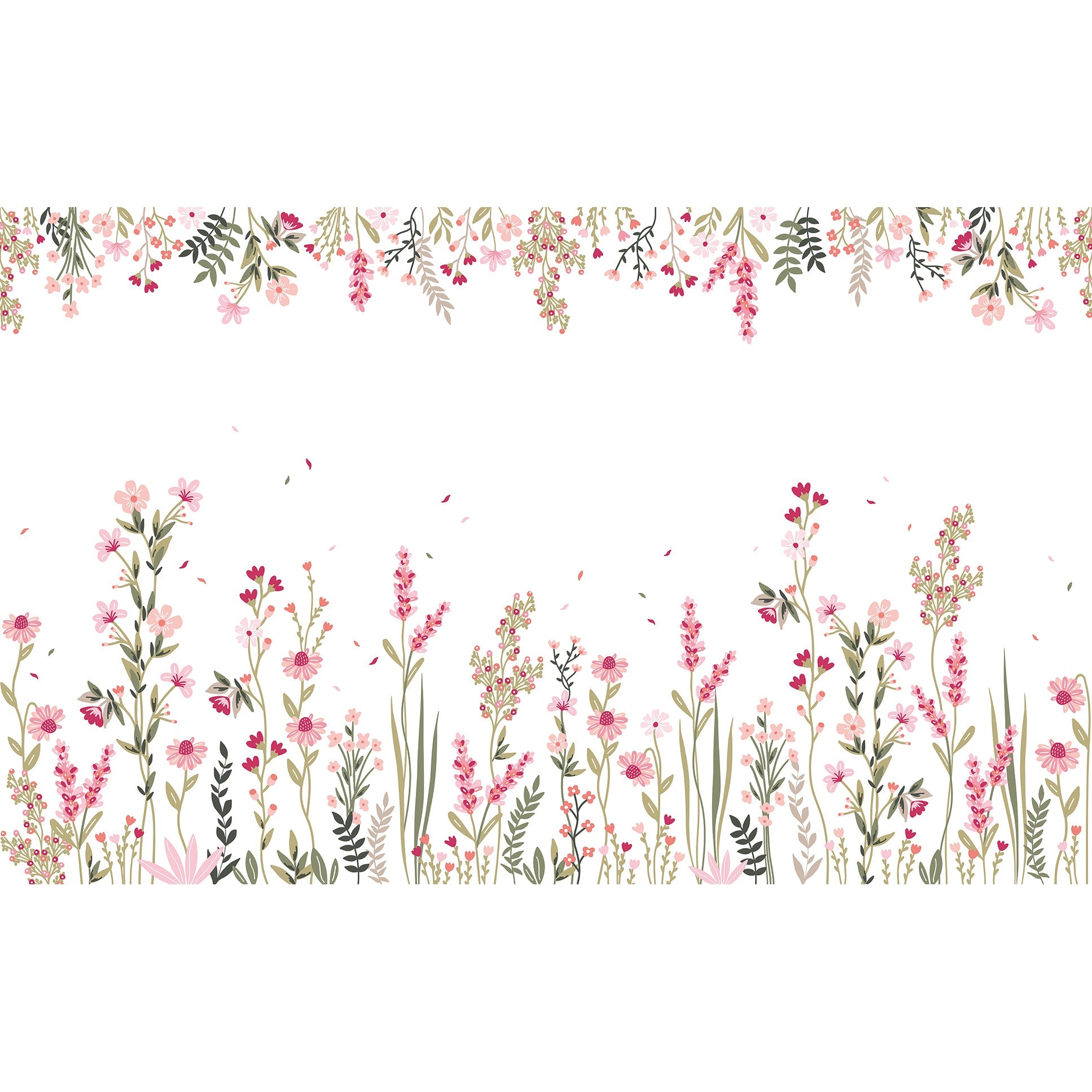 Magenta Garden - Panoramic Wallpaper Sample, A Field Of Flowers