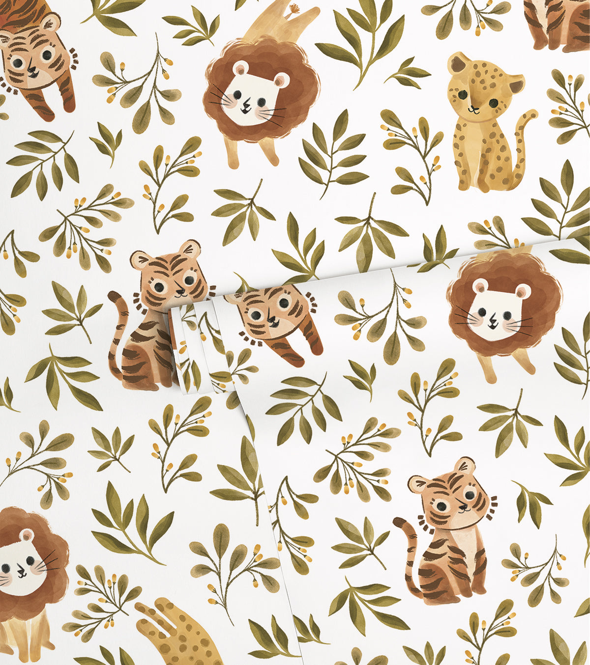 Felidae - Children's Wallpaper - Animal Jungle Motif