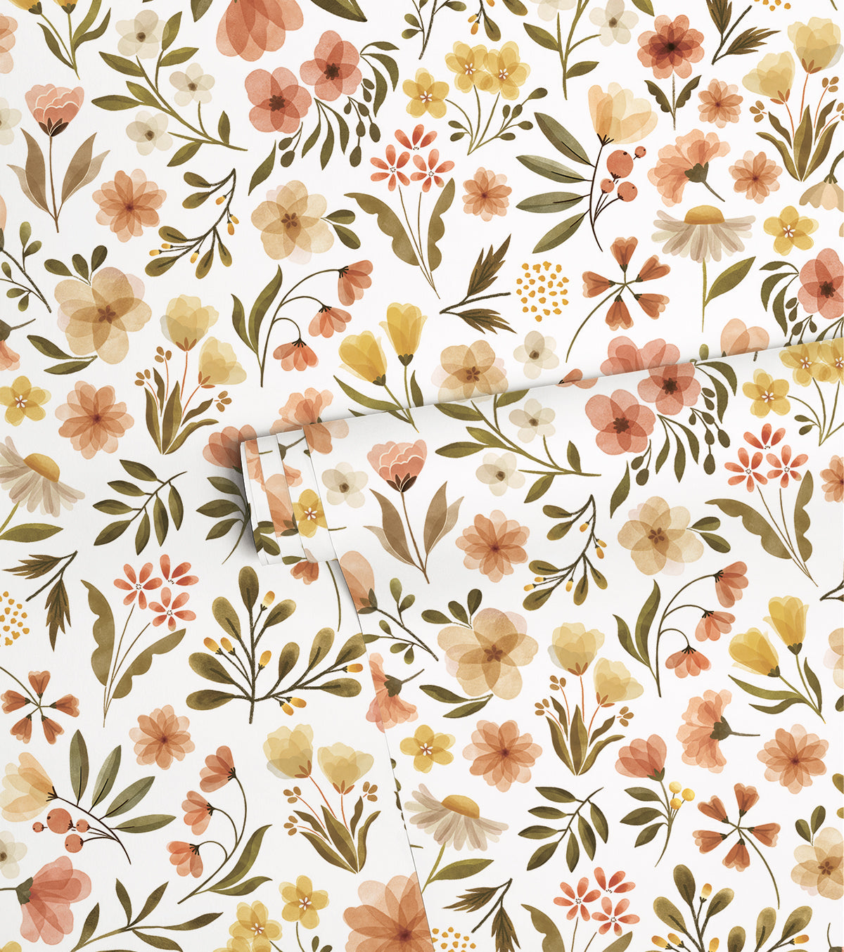 Felidae - Children's Wallpaper - Vintage Flower Motif