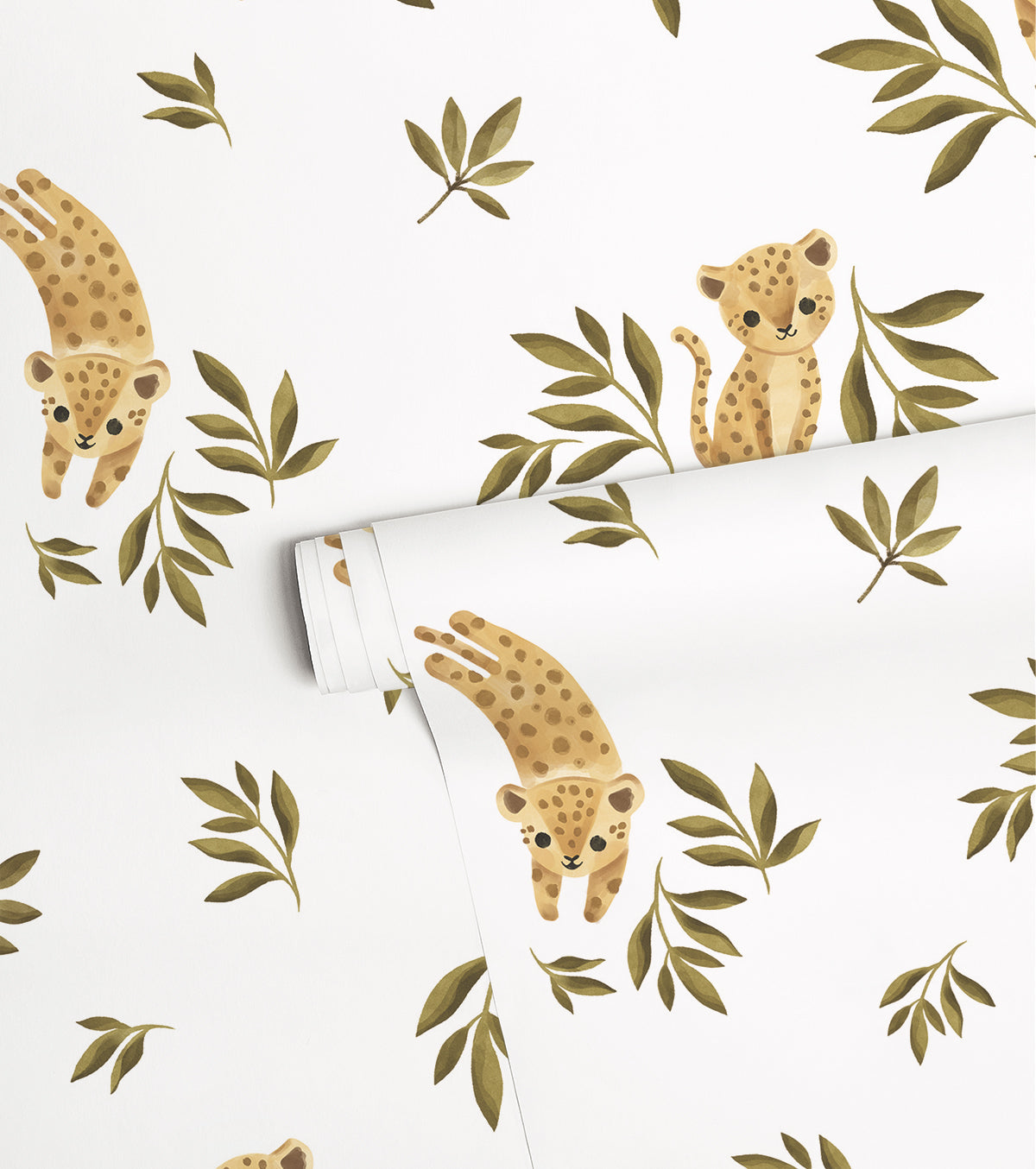 Felidae - Children's Wallpaper - Small Leopard Motif (reconditioned Product)