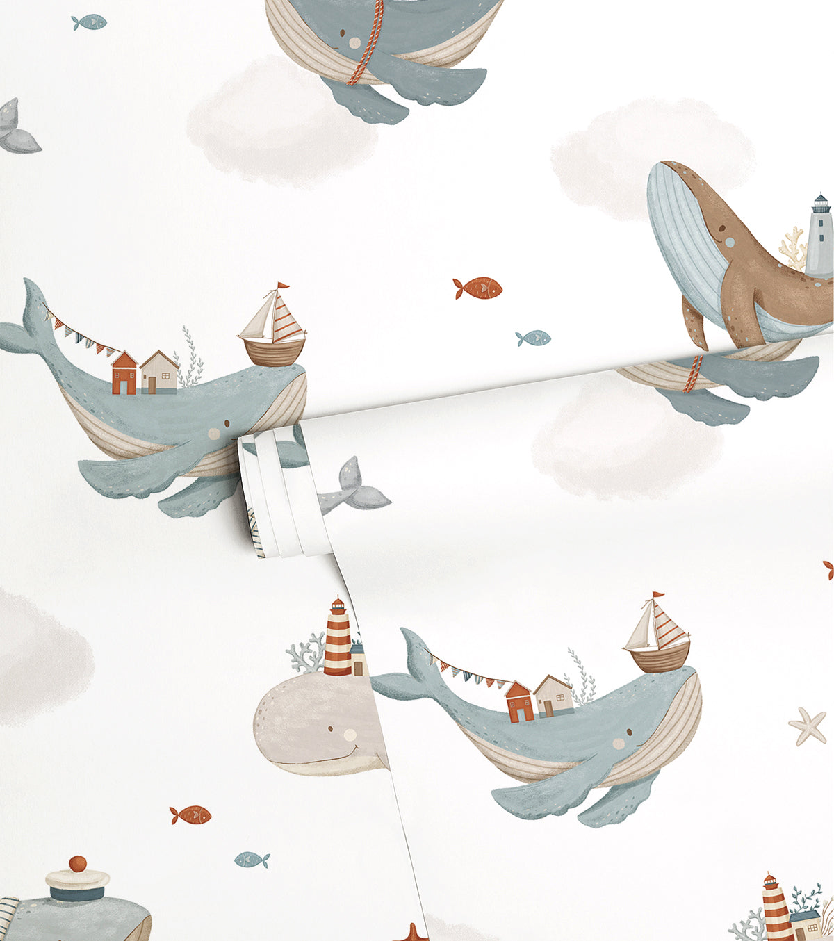 Lotan - Children's Wallpaper - Whales At Sea