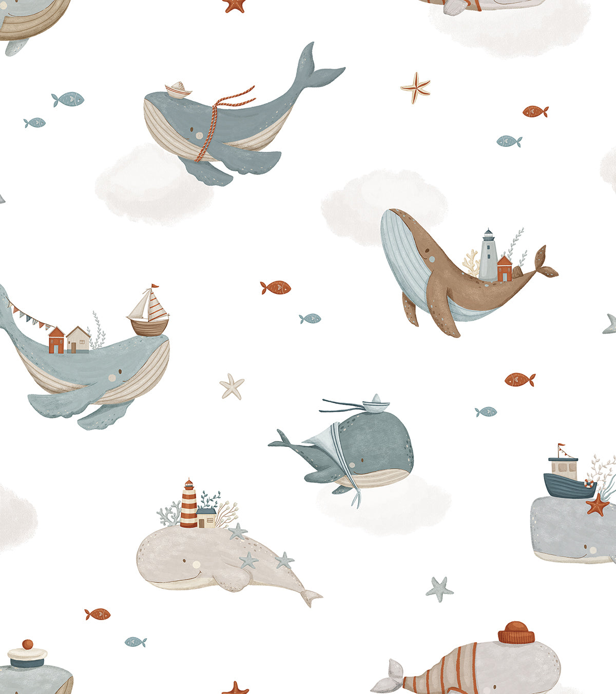 Lotan - Children's Wallpaper - Whales At Sea