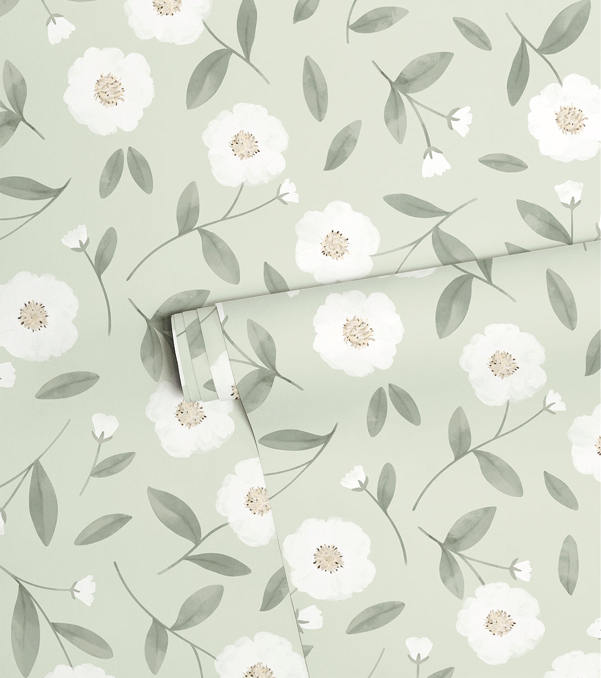 Eden - Children's Wallpaper - White Rosebuds And Sparkle