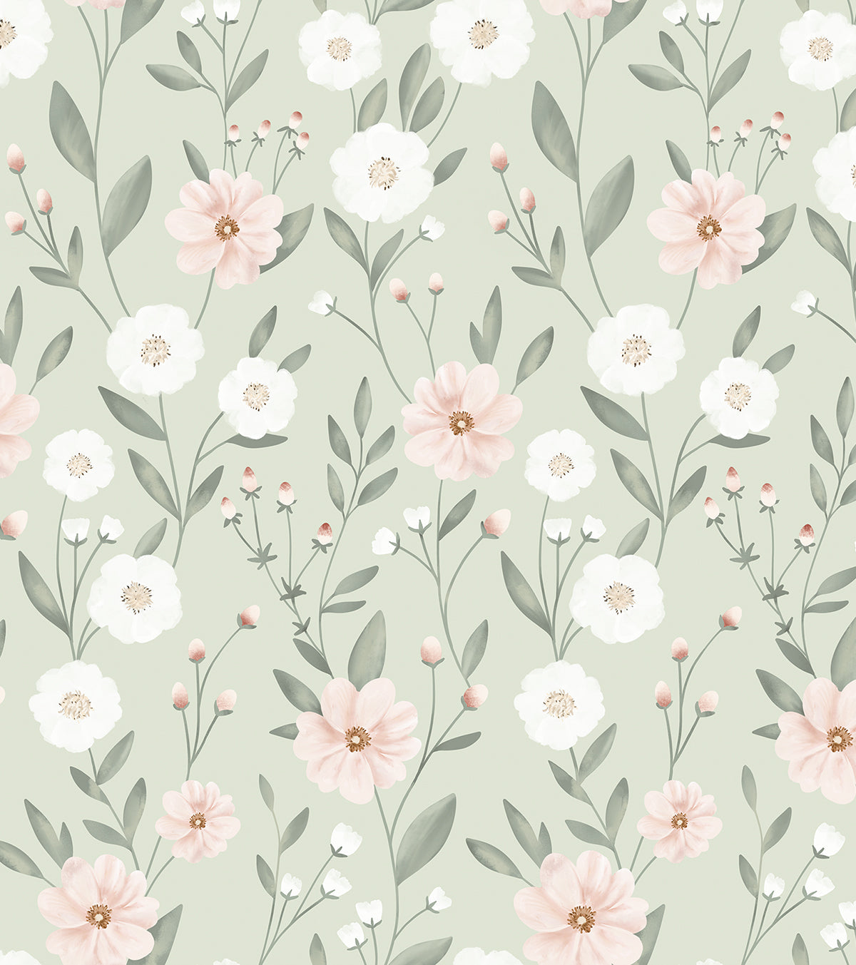 Eden - Children's Wallpaper - Floral Hatching