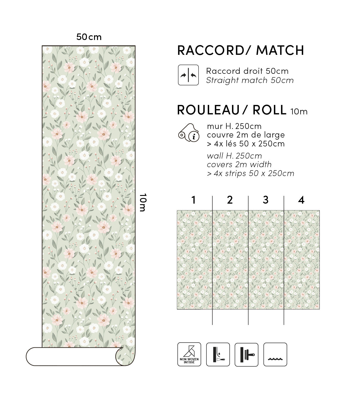 Eden - Children's Wallpaper - Floral Hatching