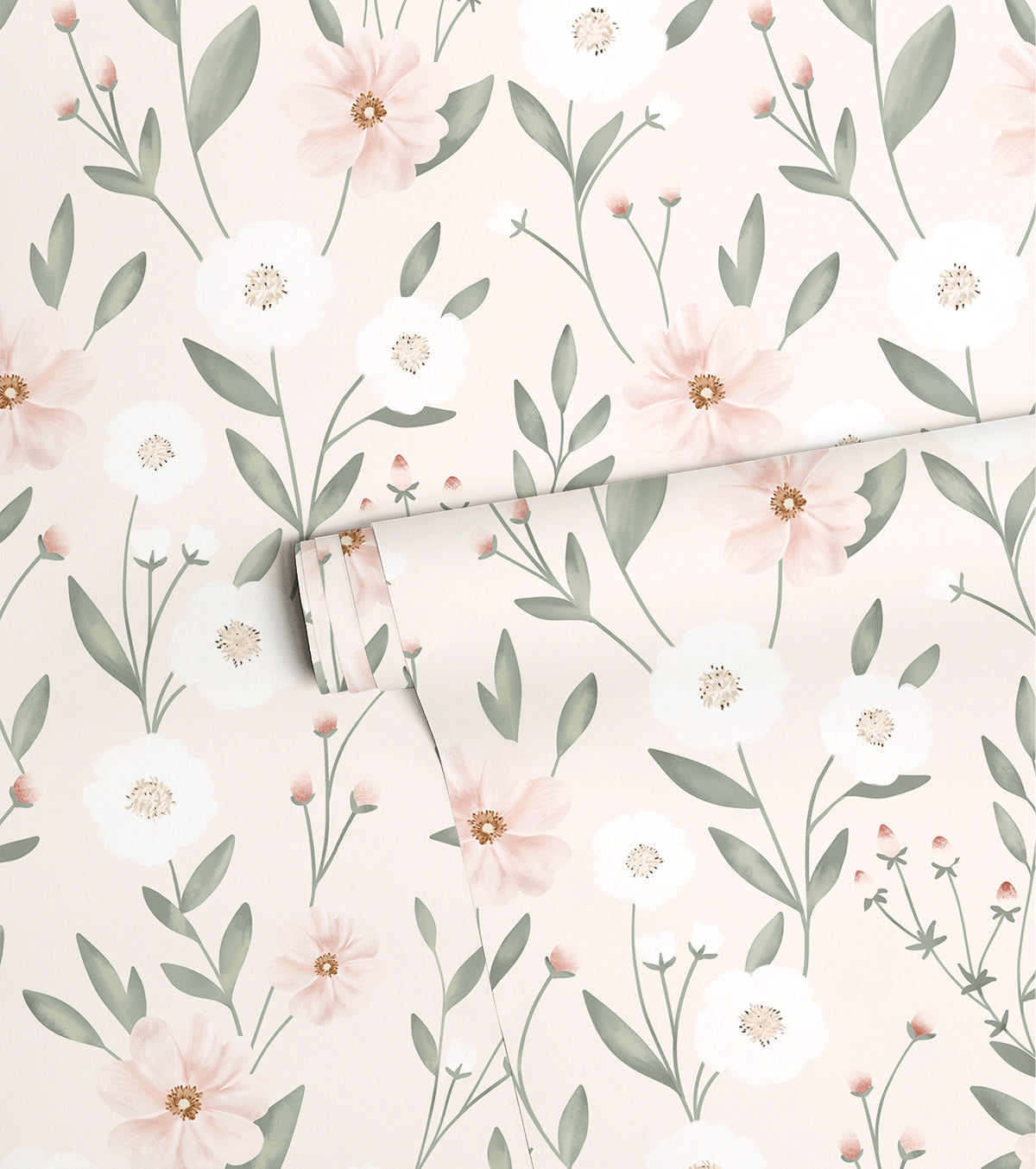 Eden - Children's Wallpaper - Floral Hatching