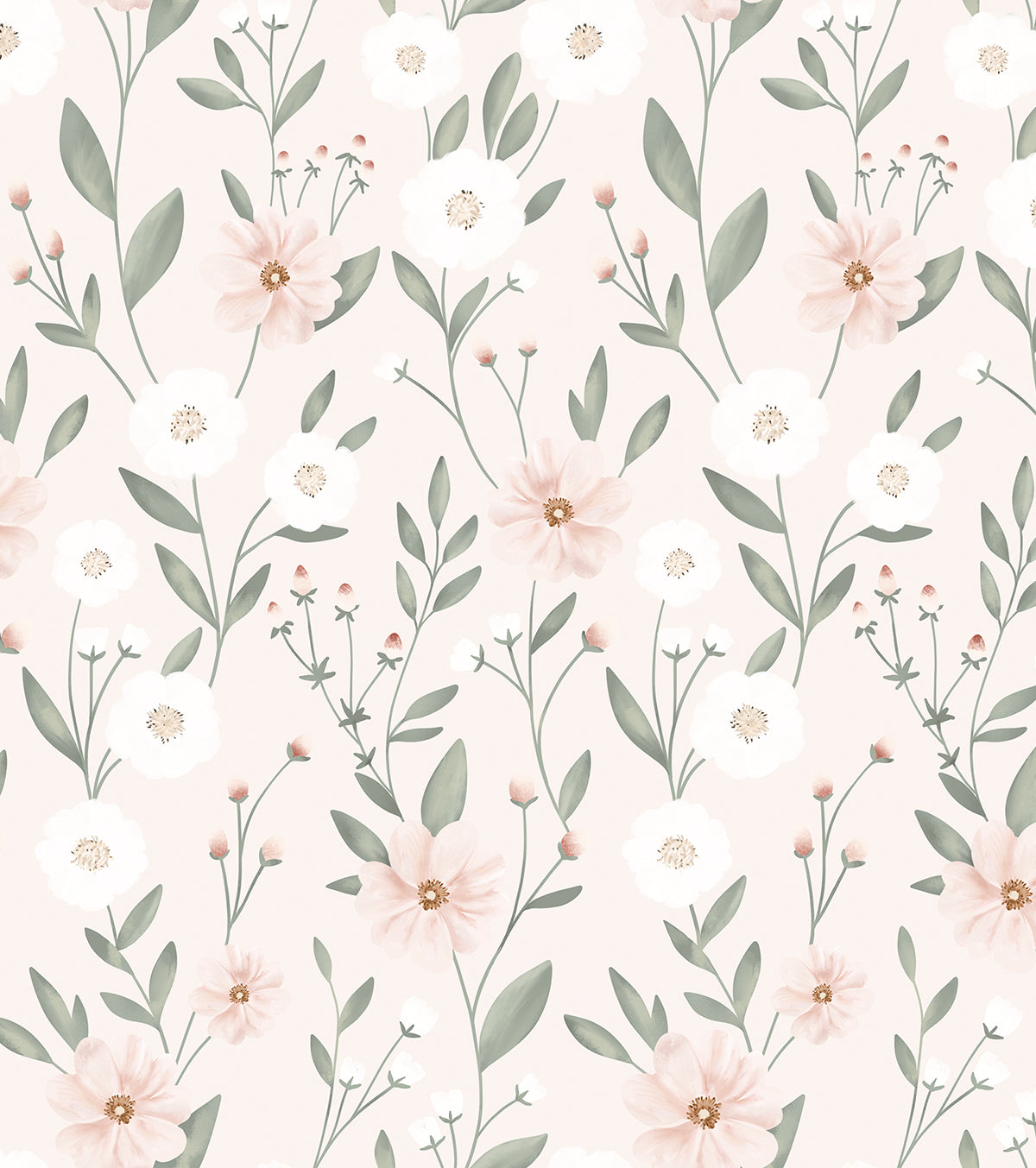 Eden - Children's Wallpaper - Floral Hatching