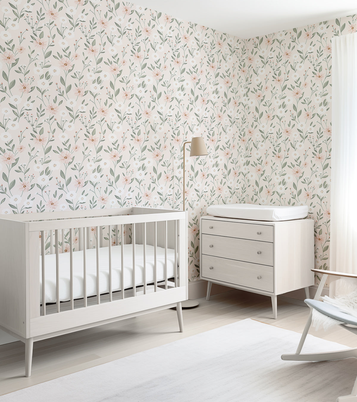 Eden - Children's Wallpaper - Floral Hatching