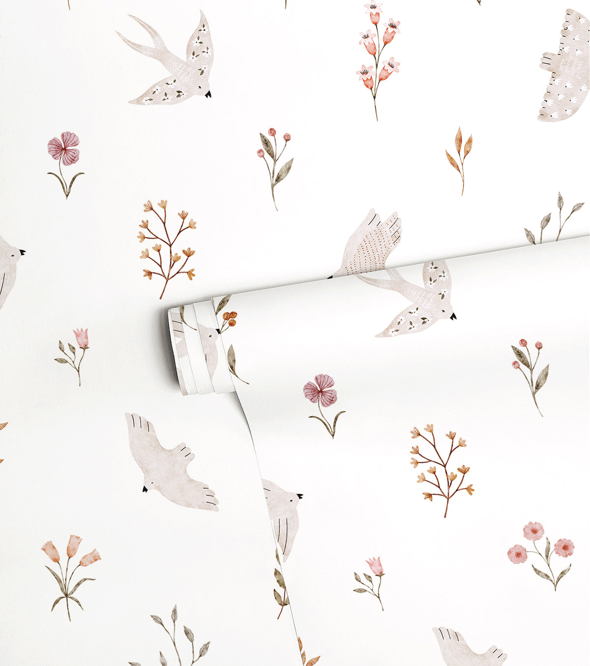 Coccinella - Children's Wallpaper - Swallows And Flowers